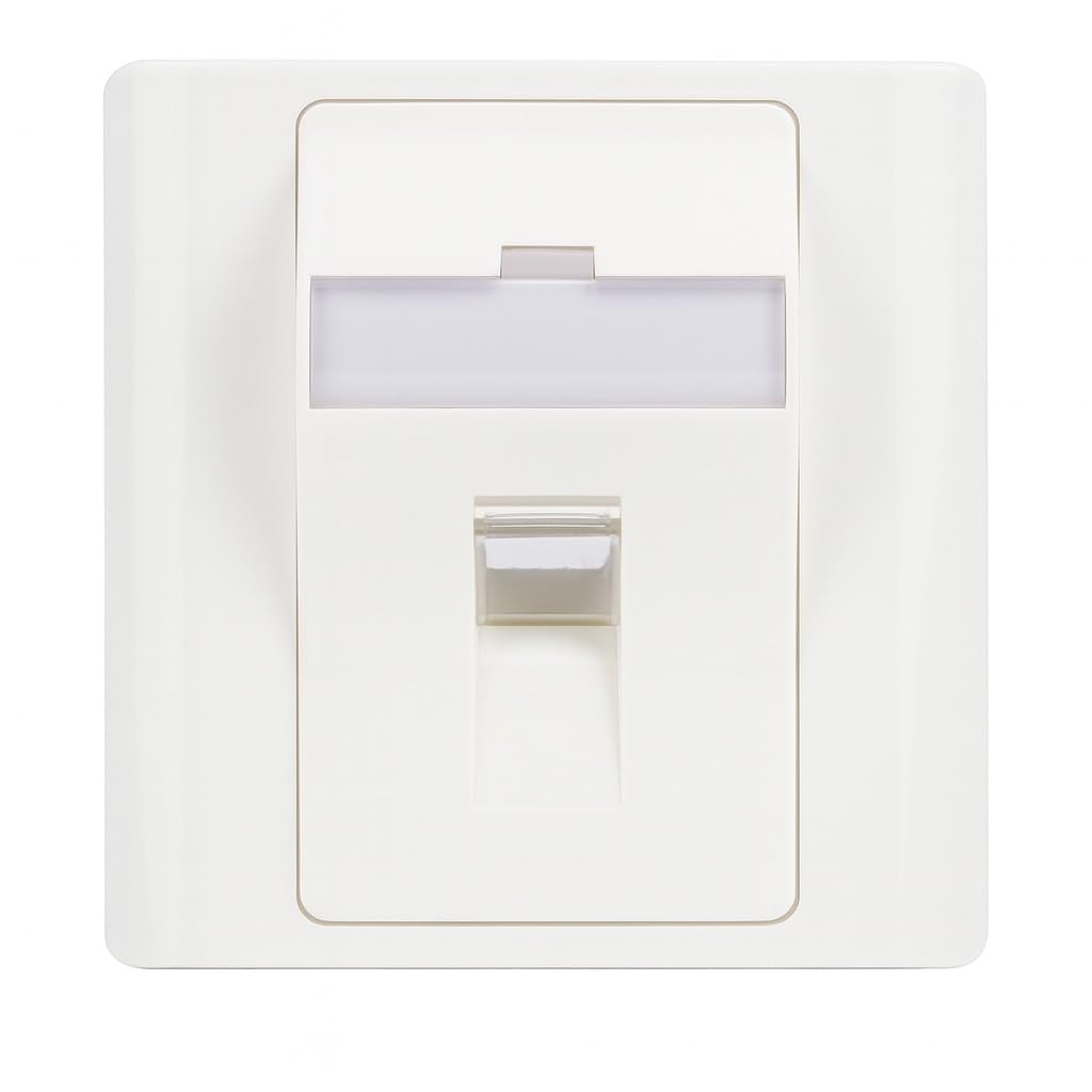 Drut White 1-Gang Angled Faceplate For 1 Keystone Module – Single-Port Wall Plate – Empty Outlet Cover For Ethernet, Network, Audio & Av Installations