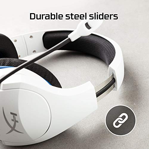 HyperX Stinger Core, Cuffie da Gaming senza Filo, Connessione a 2,4 GHz, Telaio in Acciaio, Cuscinetti in Memory Foam Rivestiti in Tessuto, Autonomia 17 Ore, Adatto per PC, PS4 e PS5, Bianco/Blu - Immagine 2