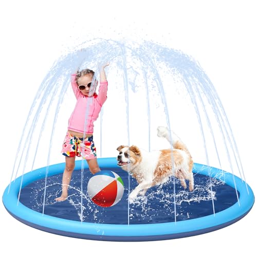 Piscina de aspersor exterior para perros y niños con alfombrilla antideslizante grande YSJILIDE