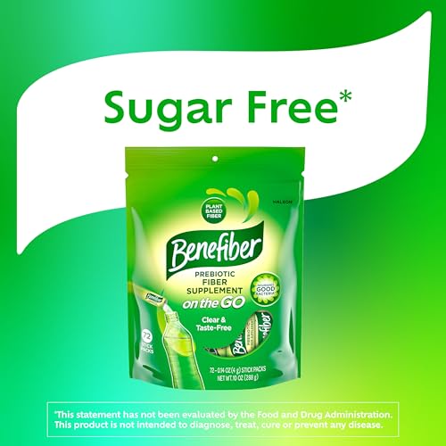 Image of Benefiber On The Go Prebiotic Fiber Supplement Powder for Digestive Health, Daily Fiber, Unflavored - 72 Sticks (Pack of 12)