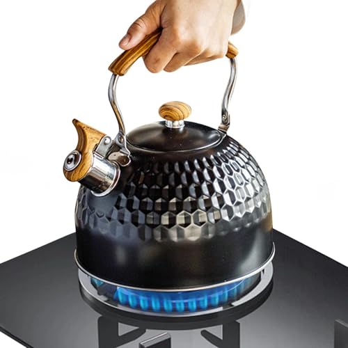Teiera per l'Uso su Fornelli,Bollitore a Fischio Vintage da 2,5 Litri,Caffettiera con Fischio per Cucina - Per Cucina Casa Appartamento Picnic Campeggio Giardino e Invaso Domestico