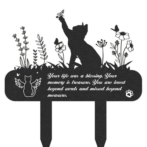 Wasise Plaques commémoratives pour chat – 30 x 33,5 cm – Plaques commémoratives pour animaux de compagnie – Piquets de cimetière en métal imperméables pour chats pour jardins, forêts de bord de mer