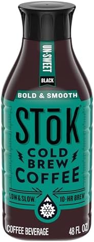 SToK Bold & Smooth Black Unsweetened Cold Brew Coffee, Ready to Drink Bottled Coffee, 48 fl oz