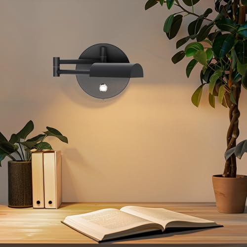 Image of Tipace Black Vintage Wireless Battery Operated Wall Sconces,Rechargeable Cordless Battery Powered LED Wall Lights,Indoor 180Rotate with Remote Control for Bedroom Farmhouse Gallery(Bulb Included)