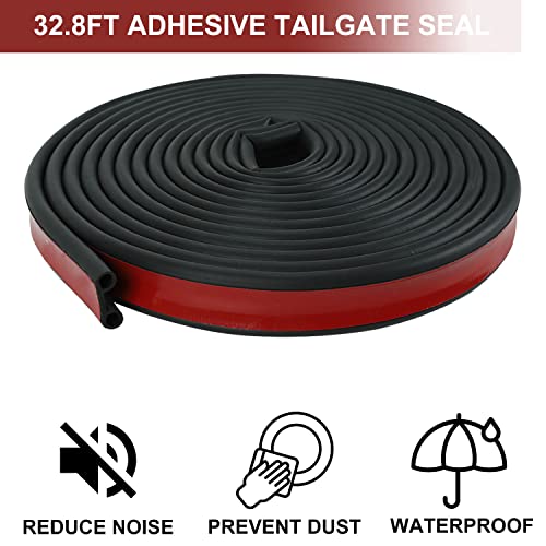 32.8Ft Adhesive Tailgate Seal,Rubber Camper Shell Seal Double Bulb Automotive Weather Stripping For Pickups, Truck, Auto Car #TOP3
