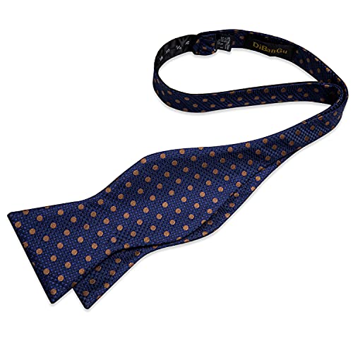 Image of DiBanGu Men Bow Tie Paisley Striped Self-Bow Tie for Men and Silk Woven Bowtie Pocket Square Cufflinks Wedding Party