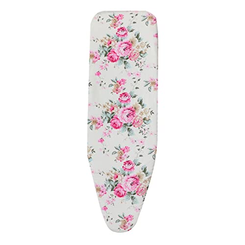 Bothyi Ironing Board Cover, Heat Insulation Nonslip Cloth Printed Thick, Iron Faster with Rope Buck, Resistant Replacement Ironing Pad Cover, Flower