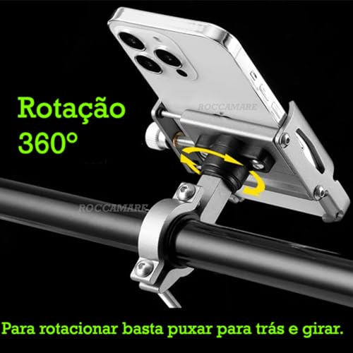 Suporte Celular Moto e Bicicleta Bike Universal Em Alumínio Rotação 360° - ROCCAMARE