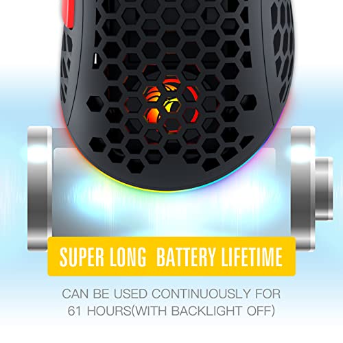 Razeak Wireless Gaming Mouse X33-10000 Cpi - 2.4 G And Usb C Wired Dual-Mode Gamer Mouse - Honeycomb Lightweight 6 Programmable Buttons Ergonomic Rgb Mouse For Pc/Mac/Xbox/Ps5 #TOP5