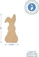 Vista 6 de Recortes de madera de conejo grueso de 4 pulgadas, paquete de 2 recortes de conejo de madera sin terminar para manualidades, decoración de bandeja