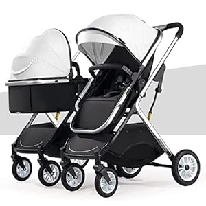 HAQMG Zwillingskinderwagen Doppelkinderwagen mit Babywanne