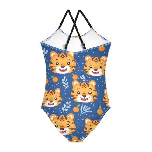 Girls Swimsuit Cute Happy Tiger Face One Piece Swimwear2