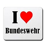 Druckerlebnis24 Gaming Mauspad I Love Bundeswehr in Weiss, eine tolle Geschenkidee die von Herzen kommt| Rutschfestes Mousepad | Geschenktipp: Weihnachten Jahrestag Geburtstag Lieblingsmensch