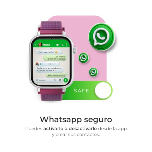 SaveFamily SaveWatch Plus 4G | Reloj Inteligente Niño con Localizador GPS, Llamada, Vídeo, Whatsapp, Música, Bluetooth, App Store | SIM Incluida - Esfera Blanca y Correa de Tela Verde - imagen 4