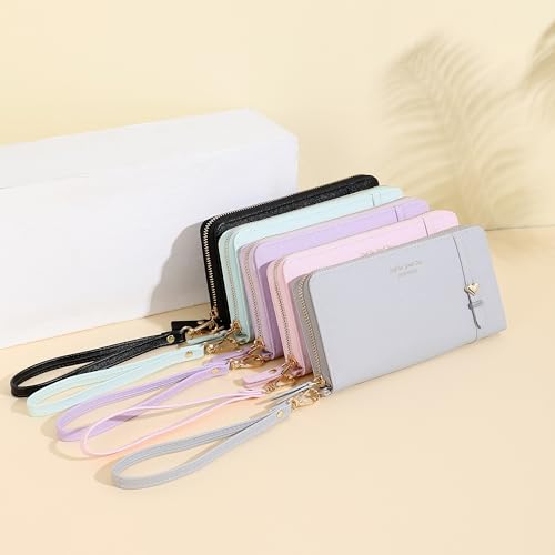 Image of JIUFENG Women Long RFID Blocking Wallet Large Capacity Zipper Wristlet Purse Card Holder Cellphone Bag Fashion Clutches