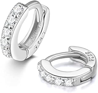 5mm Super Tiny Huggy Cartilage Hoop Earrings 925 Sterling Silver Cz Cubic Zirconia Hinged Clicker Huggie Mini Small Forward Helix Cartalidge Earrings Hoops