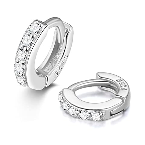 5mm Super Tiny Huggy Cartilage Hoop Earrings 925 Sterling Silver Cz Cubic Zirconia Hinged Clicker Huggie Mini Small Forward Helix Cartalidge Earrings Hoops Cover