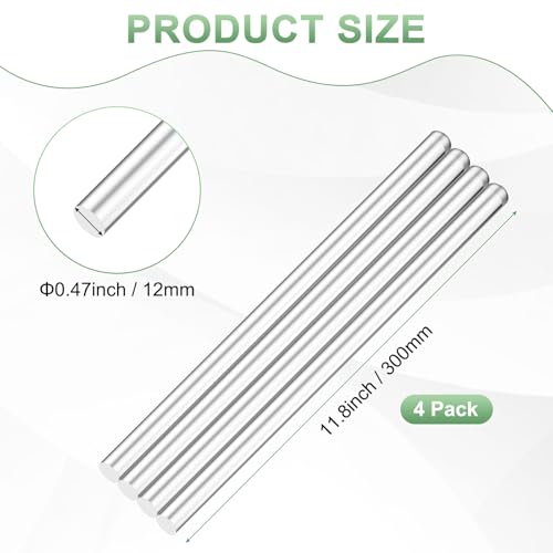 Image of M METERXITY 4-Pack Acrylic Round Rods, 11.8 x 0.47 Inch / 300 x 12 mm Clear Acrylic Dowel Rods Sticks Plastic Sticks Strip for DIY Crafts Lighting Gardening Decorations