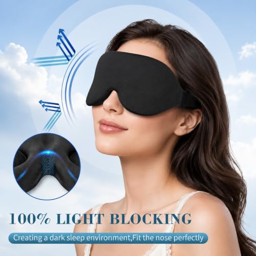 Image of Eye Mask for Sleeping Men & Women | 3D Memory Foam Sleeping Eye Mask | Complete Blackout Sleep Mask | Soft Adjustable Sleep Mask | Eye Cover for Sleep, Travel, Meditation, Yoga & Nap