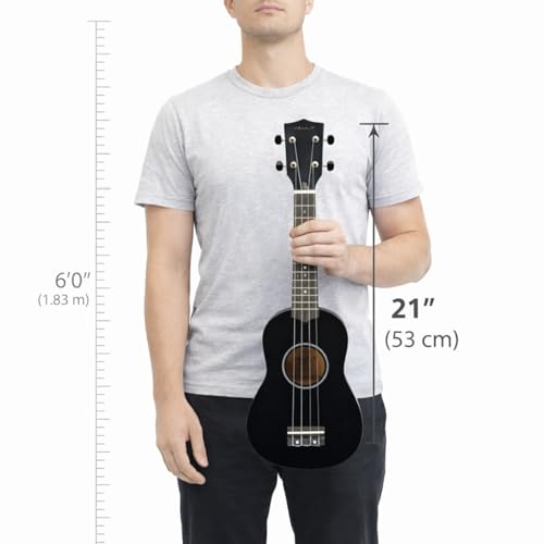 Image of Vault UK-003 Soprano Colourful Ukulele 21 inch with Gig-Bag - Black
