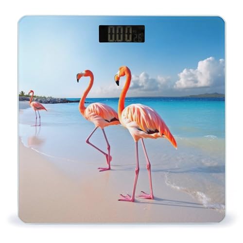 Báscula digital de baño Rosa Flamingo en playa 400lb miniatura 1