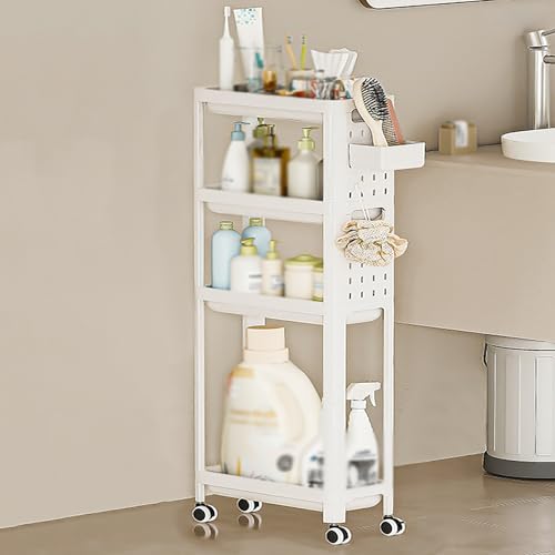 Carrello portaoggetti multifunzione con ruote girevoli, per soggiorno e bagno, organizer a 4/5 ripiani