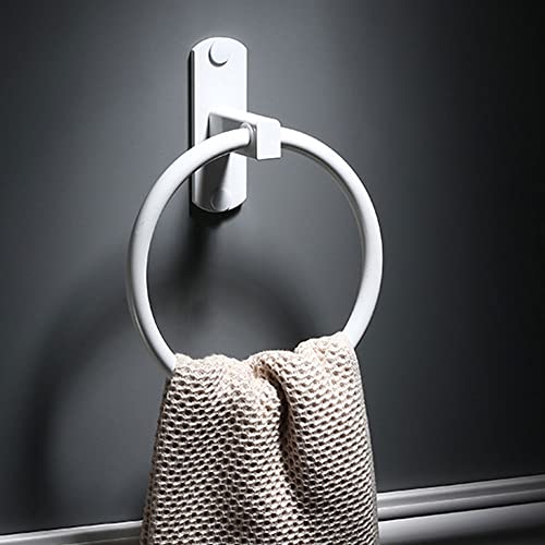 ZXKYZR8 Espace Blanc Porte-Serviettes en Aluminium Rond Anneau Porte-Serviettes Mural étagère Porte-Serviettes pour la Maison hôtel Accessoires de Salle de Bain Cover