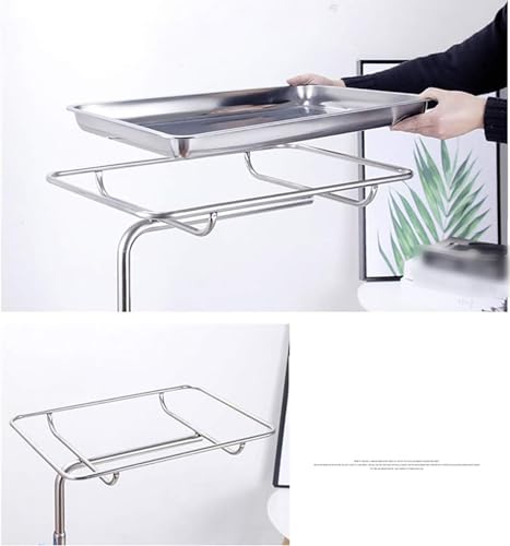 Soporte de bandeja móvil de acero inoxidable, altura ajustable, carrito de almacenamiento con ruedas para spa, clínica, laboratorio, hospital, odontología