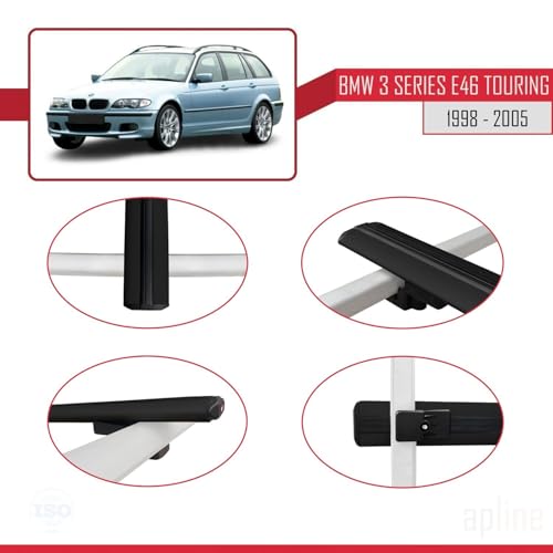 Barres de toit en aluminium noir rigides et légères pour break E46