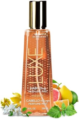 Luxe Perfumery Viva Paris Hair & Body Perfume Mist – Citrus Floral Fragrance with Jasmine, Ylang-Ylang & Patchouli – Hydrating Coconut Oil & Glycerin, Lightweight Daily Mist for Women, 8 Fl Oz