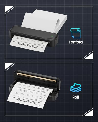 Thermodrucker A4,Mobiler Drucker A4 für Unterwegs,Tragbarer Drucker M833 für Büro, Schule, Zuhause Kompatibel mit Smartphones und Computern für A4/216mm/210mm/110mm/53mm Thermopapier,Schwarz