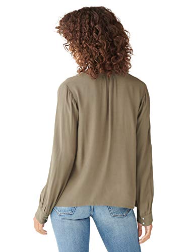 Lucky Brand Womens Long Sleeve Notch Neck Embroidered Peasant Top Shirt, Grape Leaf, Large Us #TOP1