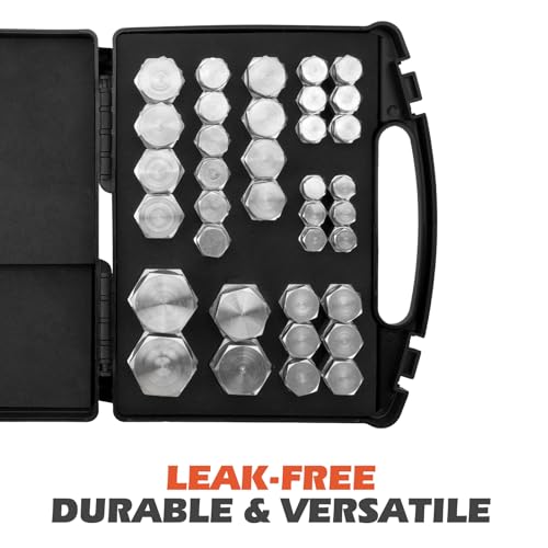 Image of SPARKWHIZ 72Pcs Heavy Duty DIN Cap & Plug Assortment Hydraulic Adapter Fitting Kit Set, Galvanized Steel with Precision Threading Dash Sizes 14 16 18 20 22 24 30 36