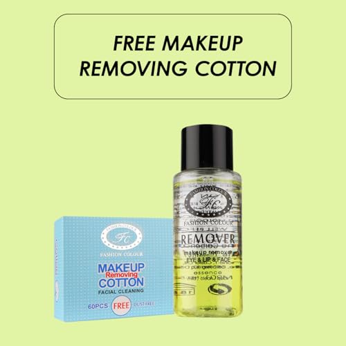 Image of Fashion Colour Makeup Remover Liquid (50ml) | Gentle Cleanser & Make Up Remover For Everyday Use | For Men & Women, Remove 100% Dirt, Pollution (Free Makeup Removing Cotton Pads) (MR01-1C)