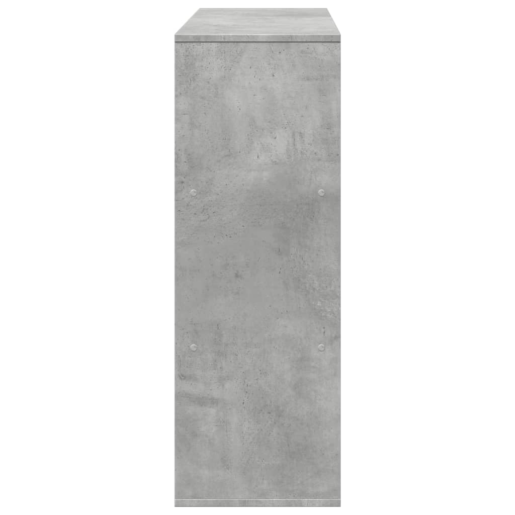 Bücherregal 6 Fächer Betongrau 100x33x94,5 cm | Holzwerkstoff, Raumteiler, pflegeleicht, feuchtes Tuch, inklusive Wandhalterung