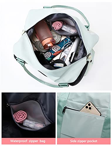 ZUEVI Travel Duffel Bag for Men or Women, Carry on Weekender Overnight Shoulder Bag with Wet Pocket Sports Gym Tote Bag Waterproof (Black) 20" X 7.07" X 11.4"(L x W x H)2