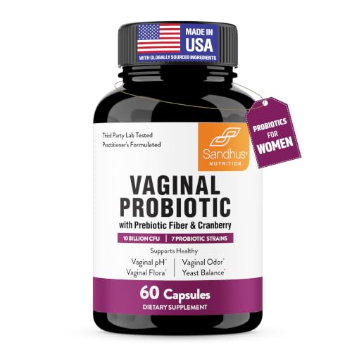 Image of Sandhu's Vaginal Probiotics for Women pH Balance with Prebiotics Fiber & Cranberry | Supports Healthy Vaginal Odor & Flora, Urinary & Gut Health | 60 Count Supplement