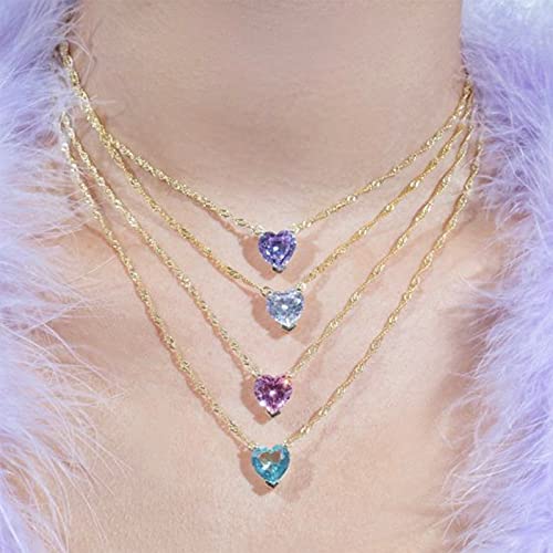 Hartketting roségoud van Amooonic met * zirkonia * zilver 925 hoogwaardig verguld * ketting zirkonia steen hart hanger hart gouden ketting hanger vrouw vriendin FF02VGRSZIFA45-5