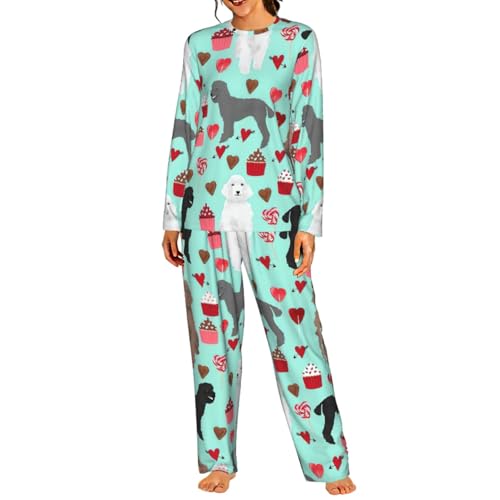 Ensemble pyjama imprimé caniches idéal pour cocooning à la maison