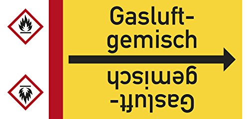 LEMAX® Rohrleitungsband Gasluftgemisch,DIN 2403,ab Ø 15mm,gelb/schwarz,33m/Rolle