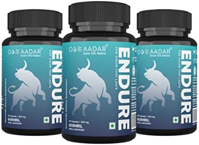 AADAR EN-DURE Capsule | Improves Energy, Immunity, Specially formulated for Men | Contains 10+ Ayurvedic herbs including Shilajit, Gokhru and Musli (60 Capsules) Pack of 3