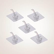 Plastic Adhesive Sticker Multi-Purpose for Hanging Strong, Heavy Duty Sticky Hooks (Pack of 5)