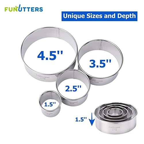 Cookie Cutter Set, 4 Pc. Kit, Measuring 1.5'', 2.5'', 3.5'', And 4.5'', Round Metal Baking Rings For Pastry, Biscuits, And Dough Cutting, Heavy Duty And Reusable, Multiple Sizes #TOP1