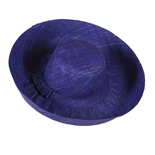 Miro Boho Chic   Sombrero Ibiza Medio. Practica y Chic Pamela de ala Media realizado en Rafia de Madagascar. Pamelas para Bodas y Tocados. Sombrero Playa Mujer Madrina Boda. (Azul)