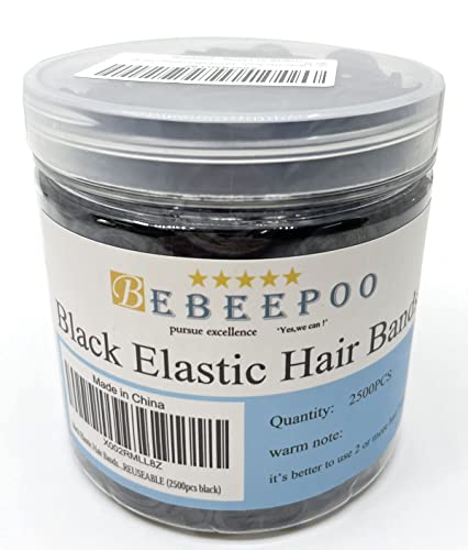 Black Elastic Hair Bands，Bebeepoo 2500Pcs Mini Hair Rubber Bands With A Box, Soft Hair Elastics Ties Bands - Strong - Reuseable (2500Pcs Black) #TOP6
