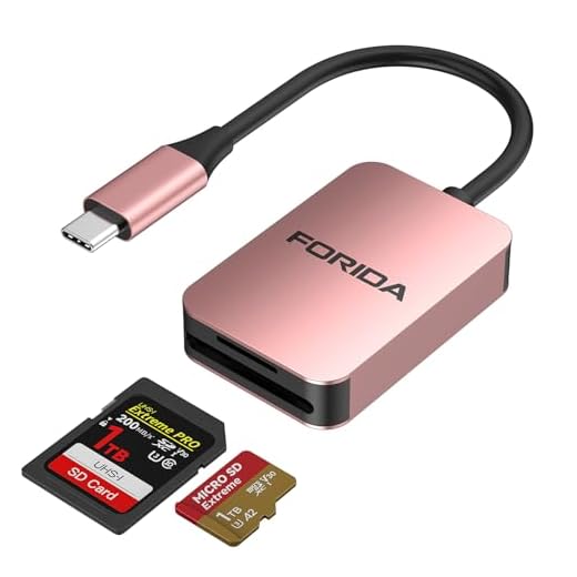 FORIDA SD Card Reader, 2 in 1 Micro SD Card Reader USB C 3.0 High Speed Dual Card Adapter for iPhone/iPad/MacBook/Mac, Memory Card Reader for Computer SD and TF Card Works Simultaneously(Rose Gold)