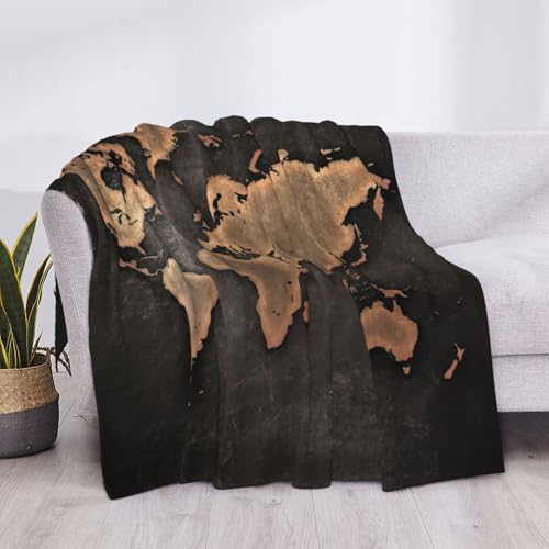 Couverture lit microfibre EdWal imprimée carte du monde rouille - 6