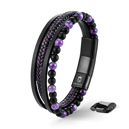 UNIQAL | Echtleder Armband Herren mit Natursteinen 