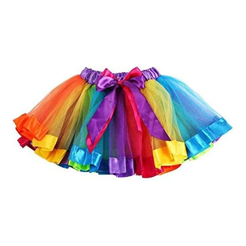 Girls Dresses, SHOBDW Kids Fashion Rainbow Petticoat Bowknot Skirt Tutu Party Photography Dance Dress (7-9 Years, A-1) Cover