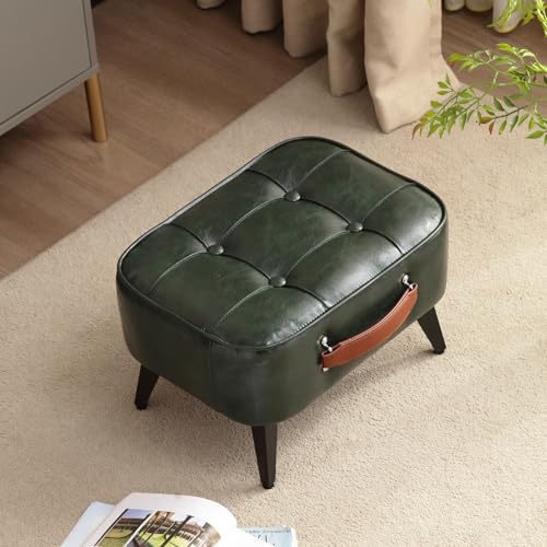 oeeone 1 STK. Vintage-Stil Kunstleder Hocker - Holzrahmen, Polsterter Innenraum, Mehrzweck-Fußstütze für Wohnzimmer, Eingangsbereich, Büro (schwarzgrün) oeeone 1 STK. Vintage-Stil Kunstleder Hocker - Holzrahmen, Polsterter Innenraum, Mehrzweck-Fußstütze für Wohnzimmer, Eingangsbereich, Büro (schwarzgrün)
